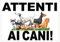 Cartello Targa da Cancello clipart ATTENTI AI CANI UMORISTICA cm 30 x 21,5 in plastica laminata alto spessore (500 micron)