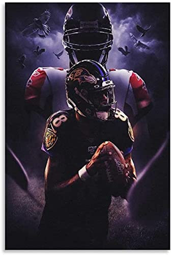 GPEIHANG Leinwand Druck Poster Fußballspieler Lamar Jackson & Michael Vick für Moderne Familiendekoration Wandkunst Kunstwerk Malerei Kunstdrucke Bild 23.6x35.4(60x90cm) Kein Rahmen