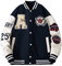 Yesgirl Veste de Baseball College Jacket Femme Homme Blouson Couple Unisexe Veste Vintage Mode Sport Jacket Varsity Vestes Manteau Automne E Noir L