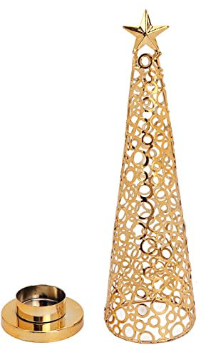 Baumkerzenhalter für Weihnachtsbaum, Goldene Kerzenhalter in Weihnachtsbaumform für Tischdekoration, Konische Kerzenhalter aus Metall für Weihnachtsdekoration