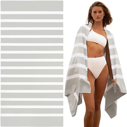 SummerSand Mikrofaser Strandtuch XL 200x100 cm - Sandfrei, Kompakt und Schnelltrocknend - Ideal als Strandhandtuch, Badehandtuch, Reisehandtuch und Saunatuch - Microfaser Badetuch Groß – Marble Sand
