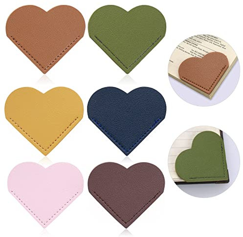 Giantree 6Pcs Leder Herz Lesezeichen Ecke Seite Buch Marks für Frauen Kinder Buch Zubehör für das Lesen Liebhaber Handgemachte Buch Lesezeichen