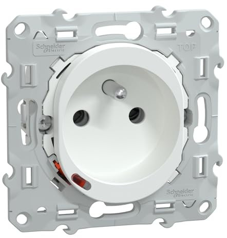 Schneider Electric - Wiser Ovalis - Prise 2P+T conectée - 16A - zigbee - Blanc - S320559