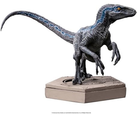 Jurassic World Icons Dekofigur Velociraptor B, 7 cm, Blau
