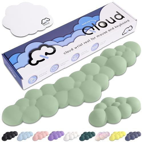 Create-ables Qloud Cloud Wrist Rest for Keyboard, Memory Foam, Non-Slip Base, Green
