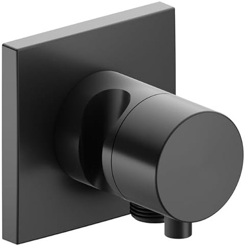 KEUCO IXMO Umstellventil UP 2 Verbraucher, Schlauchanschluss, Comfort Griff und Brausehalter, ohne Absperrung, Rosette eckig, 59556131202, Farbe: Schwarzchrom gebürstet