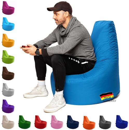 PATCH HOME Gamer Kissen & Lounge Sitzsack – befüllbar mit Reißverschluss, gefüllt mit Styropor, geeignet für In- & Outdoor. Perfekt als Gaming Sessel Sitzkissen (Königsblau, Ø 65cm x Höhe 70cm Junior)