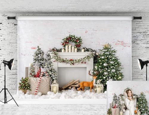 Kate 2.2x1.5m Weihnachten Weihnachtshintergründe Weihnachten Weißer Kamin Hintergrund Weihnachtsbaum Hintergründe Mikrofaser für Weihnachtsfeier Feier Foto Requisiten