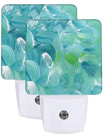 Blue Oil Paint Texture Plug in Night Light for Kids & Adults Auto Dusk-to-Dawn Sensor Lamp Led Night Light 2 Pack Plug in Wall Lights for Hallway Wardrobe Stair Bedroom