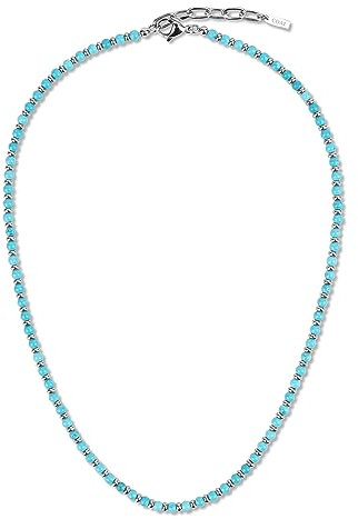 COAI Collana Unisex con Perle di Turchese Sintetico e Acciaio Inox