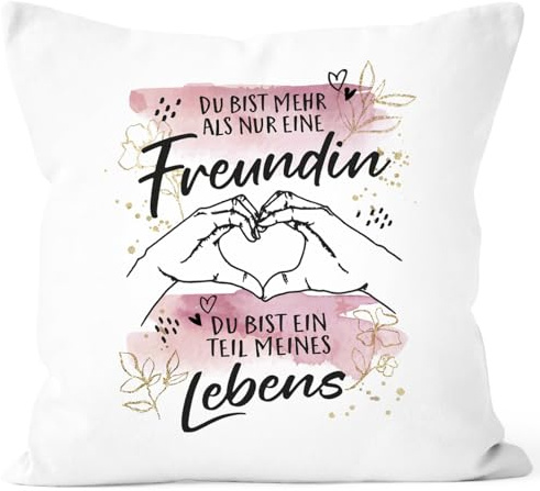 SpecialMe® Kissen-Bezug Freundschaftsgeschenk BFF Du bist mehr als nur eine Beste Freundin Geschenk Dekokissen Weiss Standard