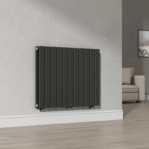 [neu.haus] Radiateur à Panneaux Double Radiateur Design Radiateur Plat Chauffage Central pour Salon Chambre Salle de Bain 1097 W Acier 60 x 80 cm Noir
