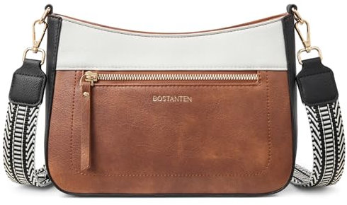 BOSTANTEN Damen Umhängetasche Klein, Damen Handtasche PU Leder Schultertasche für Frauen Crossbody Bag mit verstellbarem Farbigem Riemen