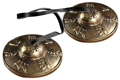 Bohue Tibetische Tingsha-Becken Glocken Meditationsglocke Buddhistische Meditation Yoga Glocke mit buddhistischen Symbolen für Heilung und Achtsamkeit Spirituelle Geschenke
