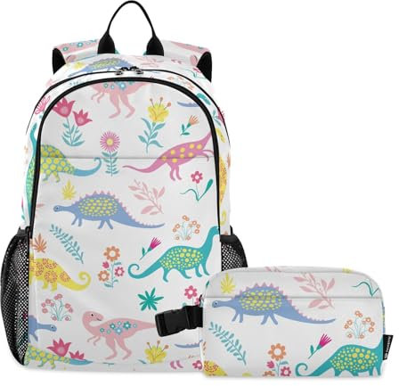 linqin Mochila y lonchera de dinosaurios lindos para niños, bolsa escolar y lonchera para niños, bolsas para niños escolares de 9 a 10 años