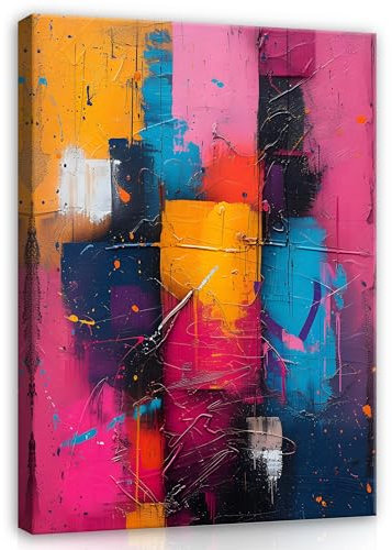 WallArena - Leinwand Bilder Abstrakt - 30x40 cm Leinwandbilder - Bild auf leinwand - Wandbild XXL groß Wandbilder für Wohnzimmer Schlafzimmer Wohnzimmerbilder Modern kunstdruck - Geometrisch Bunt