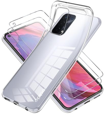 Vauki Coque pour Oppo A74 5G avec 2 Pièces Protection Écran en Verre Trempé, Transparente Souple TPU Silicone Housse de Protection Antichoc - pour Oppo A74 5G