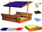 Sandkasten aus Holz mit Sitzbank Dach Abdeckung Imprägniert Sandbox 150 cm (Dunkelblau)