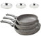 Set 3 Padelle Antiaderenti con Coperchio 20-24-28cm - Batteria Padelle Effetto Pietra per Induzione, Cottura Senza Olio, Ideale per Carne, Pesce e Verdure, Made in Italy