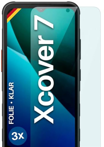 moex für Samsung Galaxy XCover 7 Schutzfolie Displayschutz Folie Ultra-klar HD 0,2 mm kompatibel mit jeder Hülle, Anbringen ohne Blasen, Handyfolie Extra Kratzfest, FlexProtect 3 Stück