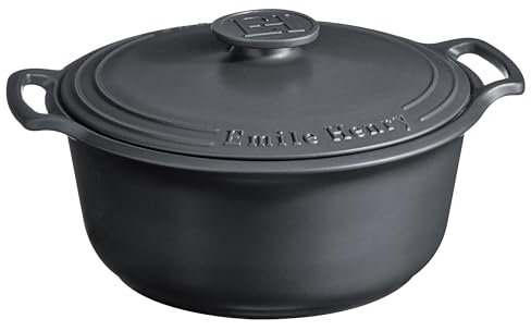 Emile Henry - Forno olandese rotondo, in ceramica, 2,5 l, colore: Grafite