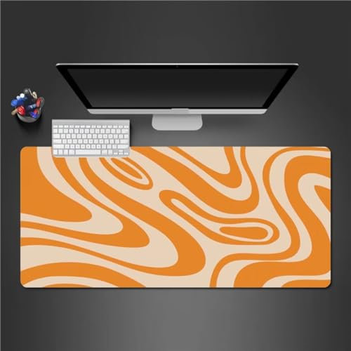 Gaming Mauspad XXL Mousepad 600x300x2mm Orange Mauspad Groß mit Vernähte Kanten Großes Anti-Rutsch Schreibtischunterlage Verbessert Präzision und Geschwindigkei für PC Laptop