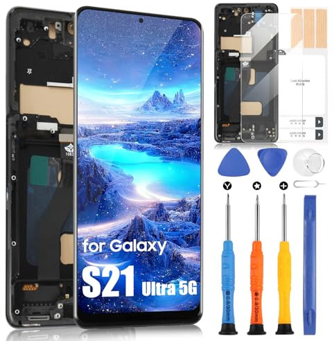 Pour Samsung Galaxy S21 Ultra 5G LCD Display, pour Samsung S21 Ultra 5G SM-G998B SM-G998B/DS SM-G998U SM-G998W LCD Écran tactile Digitazer Assembly avec réparation Kit (sans empreinte digitale)