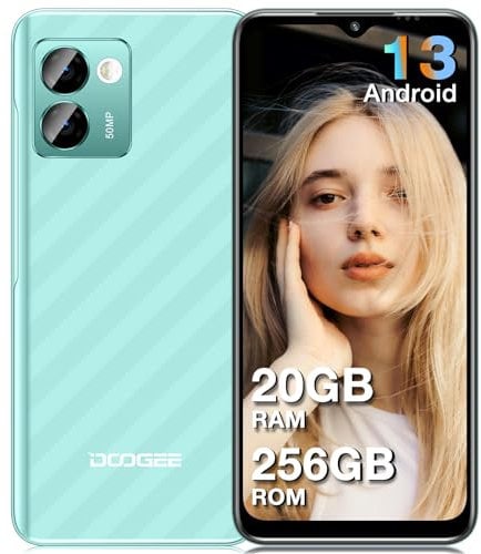 DOOGEE N50 PRO Mobile Phones, 20(8+12) GB+256GB, 50MP AI Main Cameras, Octa-core, 6.52 HD+ Waterdrop Screen, 4200mAh, 90dB Speaker, Android 13 Smartphone, 4G Dual SIM/Face ID/OTG/Fingerprint -Green
