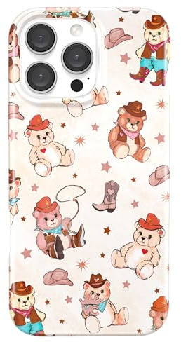 Velvet Caviar Western Case for iPhone 16 Pro Max Case, Compatible with MagSafe 3M Drop Tested, Cowboy Teddy Bear