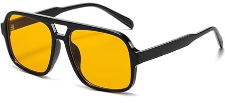 WDZAYXC Retro Sonnenbrille für Damen Herren,Trendy Retro Sonnenbrille mit großem Rahmen(Schwarz/Orange)