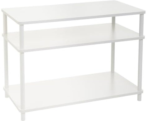 LOLAhome Mueble TV con 2 estantes de Metal y MDF Blanco de 80x56 cm