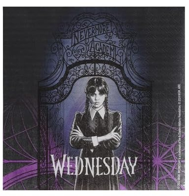 Chaks 12801-WD, Paquet de 20 Serviettes en papier 33x33cm Wednesday ©