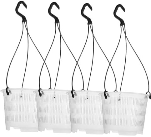 IWOWHERO 4sets Vasi Per Plastica Da Appendere Cestini Portafiori Sospesi Fioriere Da Parete Decorazioni Per Giardino Adatti Per Phalaenopsis e Altre Piante