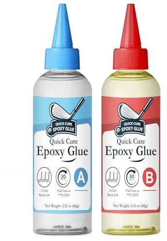Golf Club Epoxy - Waterproof & Extra Strength - 30 Minute Golf Shaft Repair - Quick Cure Golf Epoxy for All Golf Shafts, Golf Heads, Drivers, Putters, and Irons，Ideal for Clubhouse & Home（2 x 60g）