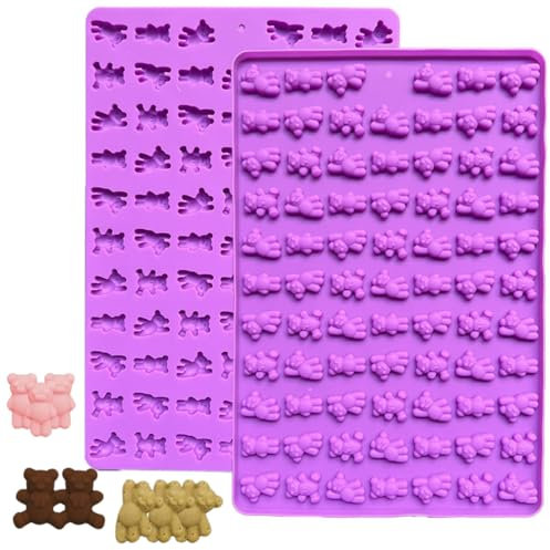 PTaizjjjz Bär Silikon Form, 76-Hohlraum Mini Gummi Süßigkeiten Form zum Backen, Kekse, Pudding, Gelee, Hund Treat