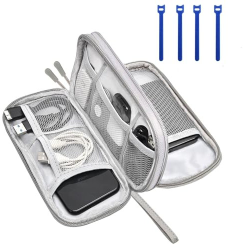 Mokhike Kabel-Organizer, Organizer für elektronisches Zubehör, Reisekabel, tragbar, universell, für MacBook, Kabel, SD-Karte, Ladegerät, Maus, Powerbank (grau), grau, Beliebtheit