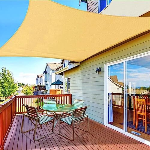 Wasserdichtes Sonnensegel, Outdoor-Sonnenschutz, 8 x 8 m, Terrassenüberdachung, UV-blockierend, mit Ösen, Markise, Beige