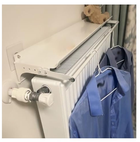 AMUFJJ Home Radiator Covers Top Only, Versatile Radiator Above Plate with Bracket for Bathroom/Kitchen/Living Room, U-shaped Aluminum Storage Hanger(150cm/4.9ft)