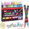 Laconile 36 Couleurs Feutres Peinture Acrylique – Feutre Acrylique à Pointe Unique avec Pointes de Remplacement – Marqueur Peinture Acrylique Idéal pour Verre, Bois, Pierre, Métal, Céramique et Toile
