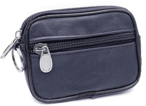 Charmoni - Portefeuille - Porte Monnaie - Multi Poches - en Cuir véritable - Top qualité - pour Homme (1, Bleu Marine)