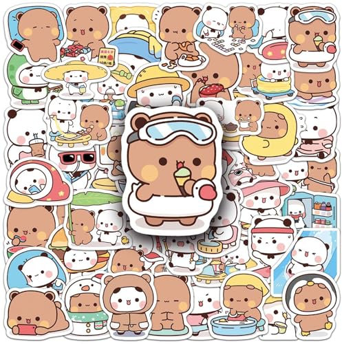 110 Stück Bubu Dudu Aufkleber, Bubu Dudu Dekoration Wasserdicht PVC Sticker, Panda Aufkleber Tiere Kinder Sticker Set für Laptop Skateboard Scrapbook Gitarre Trinkflasche ästhetische Aufkleber Deko