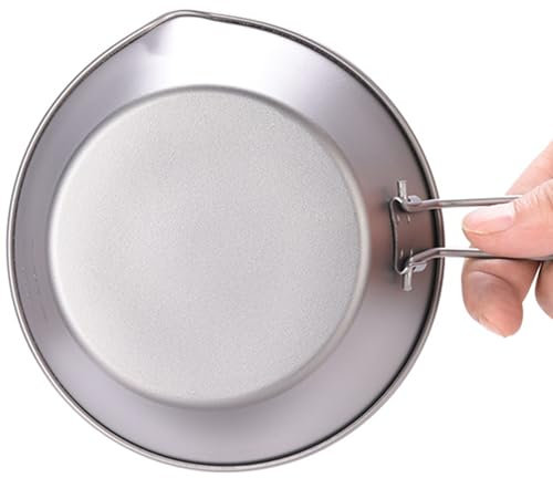 Set di pentole da campeggio in titanio, pentola da campeggio con manico e beccuccio integrato, pentola leggera in titanio per campeggio, escursionismo, zaino in spalla e picnic (300 ml)