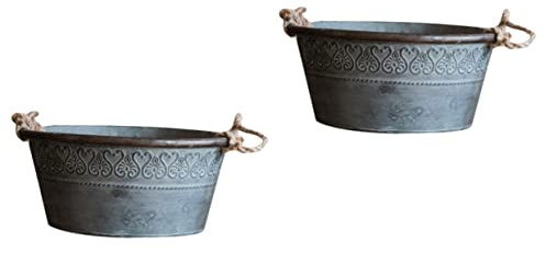 Abaodam 2stücke Eisenkunst Blumentopf Vintage Deko Eimer Retro Pflanze Bucket Für Innen Und Außendekoration Für Garten Wohnzimmer Und Eingangsbereich Kleiner Handgriff Stilvolles