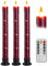 Da by 3 Pcs Flickering Flameless Battery Operated Taper Candle-Window Candles with Remote and Time-LED 3D Dynamic Flame-9.6 Inches for Wedding, Party,Home Decoration- Red
