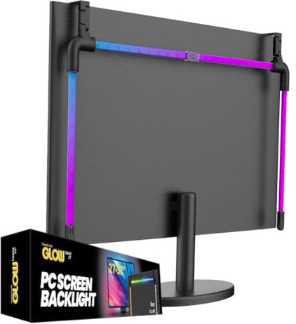 Spacetronik RGB PC Monitor Hintergrundbeleuchtung für 32 Zoll mit Aufhängung, USB-Stromversorgung, App-Steuerung, Sync mit Bild & Musik, Augenschonendes Licht, Dynamische Lichtszenen