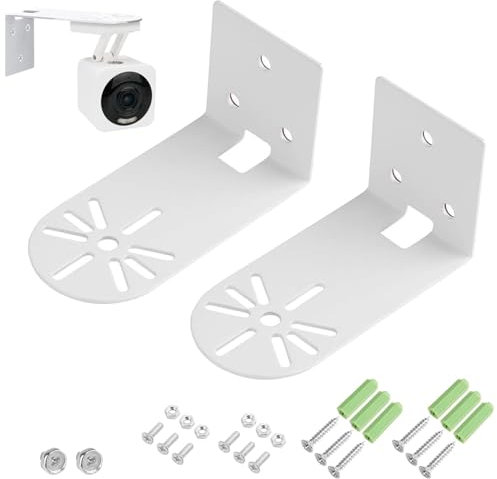 2 Piezas L Soporte Camara Vigilancia, Material de Acero Q235, Aberturas para Una Fácil Instalación, Estable, no es Fácil de Sacudir, Adecuado para Cámaras de Vigilancia (Blanco)