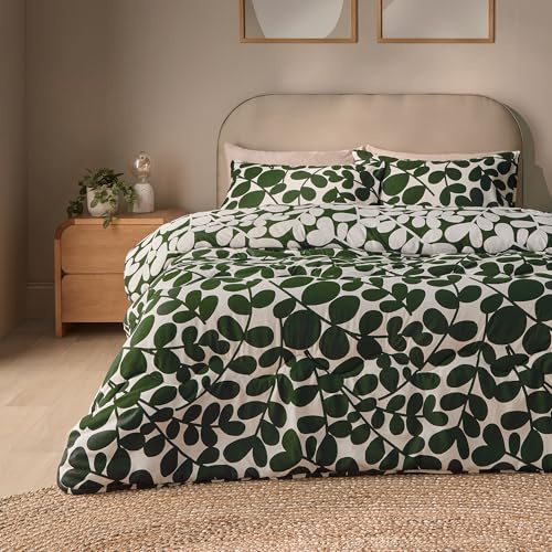 Silentnight Coverless 10.5 Tog Duvet, Green Leaf Print, Single | Supersoft Stylish, Bed Quilt & Pillowcase Set, Two Reversible Designs, All Year Round Comfort, No Cover Needed