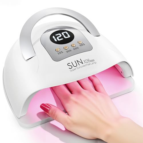 PKBD 380W UV Nail Lamp, Fast Curing Nail Lamp with 81 Beads/4 Gear Timing | Professional Nail Dryer Gel Polish Light with Automatic Sensor, LED Display, Portable Handle UV Lamps For Gel Nails, White