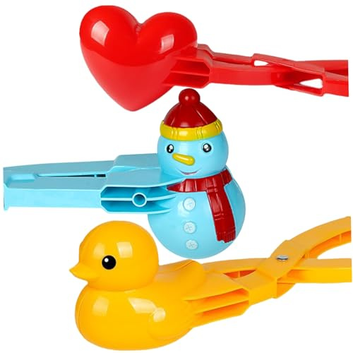 Herz-Schneeform, Schneeball-Spielzeug, 3 Stück/Set, Schneemann, Herz-Ente, Schneeball-Maker, niedliche Schneeformen, Winter-Shaper-Formen, lustige Clip-Zange für Outdoor-Spiele, Kampfspiele