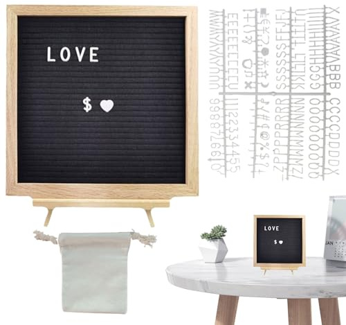 Filz-Buchstabentafel mit Holzrahmen, rustikales Nachrichtenschild | Filztafel für Hochzeit – für Zuhause, Wohnzimmer, Küche, Büro, Klasse, Abschlussfeier, Eingang, Café, Geschäfte,
